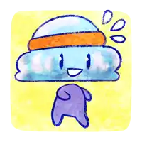 a cartoon drawing of a cloud with a hat on