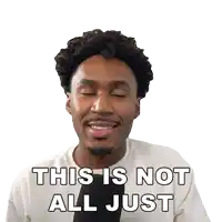 a man with his eyes closed has the words this is not all just on his face