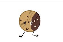 a cartoon drawing of a cookie with a face and arms