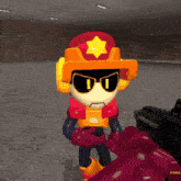 a cartoon character with sunglasses and a star on his hat