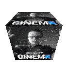 a cube with a picture of a man and the words absolute cinema written on it