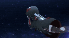 a cartoon character is flying through the air with a helmet on