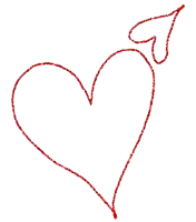 a red drawing of a heart with an arrow pointing to it