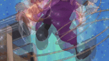 a cartoon character is holding a cannon and a rope with the letters nhk visible in the corner