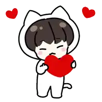 a cartoon drawing of a person holding a heart