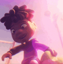 a cartoon character with dreadlocks is smiling and holding a stuffed animal
