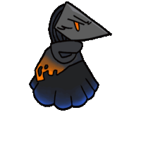 a cartoon drawing of a person with a triangle head