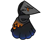 a cartoon drawing of a person with a triangle head