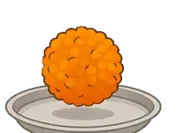 a cartoon illustration of a ball of orange balls on a plate