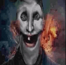 a cartoon of a man with a toothless smile on his face