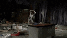 a scene from an adult swim show shows a man dancing