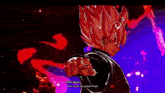 goku black is a character in a video game . he has a red hair and a black outfit .