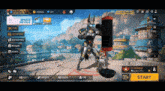 a screenshot of a video game with the start button in the upper left corner