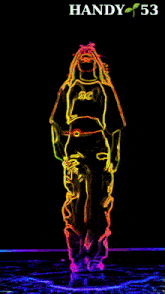 a colorful drawing of a person with the name handy 53