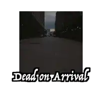 a dead on arrival sign with a circle in the middle of the street