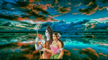 lord shiva changing color water reflection sky