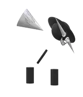 a drawing of a face with a smiley face and a cone on top of it