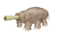 a stuffed animal with a stick sticking out of its nose