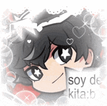 a cartoon of a boy with a sign that says soy de kita:b