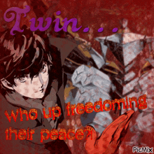 a picture of a man with the words " i win who up freedoming their peace " on it