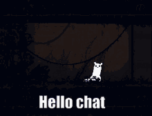 a screenshot of a game that says hello chat on the bottom