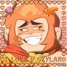 a picture of a cartoon character that says i love u skylar on it