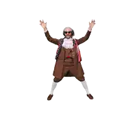 a man in a patriotic costume is jumping in the air