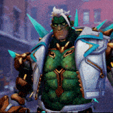 a video game character with a lizard skin and a white collar