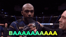 a man with a microphone says baaa aa aa aa aa