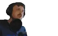 a pixelated image of a man with headphones on