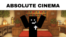 an ad for absolute cinema with a minecraft character