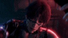 a purple and red image of a person with the words you lost