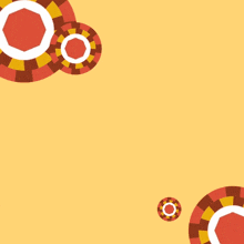 a yellow background with circles and arabic writing