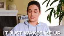 It Just Wakes Me Up Hannah Stocking GIF - It Just Wakes Me Up Hannah Stocking Stay Home GIFs