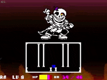 a screenshot of a video game with a skeleton character standing in a square .