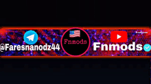 a banner that says fnmods on it with an american flag in the center