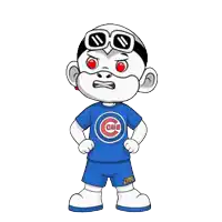 a cartoon character with a cubs shirt on