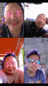 a group of people on a video call with one wearing sunglasses