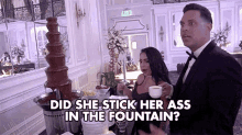 Did She Stuck Her Ass In The Fountain Asking GIF - Did She Stuck Her Ass In The Fountain Asking Wedding Reception GIFs