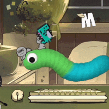 a cartoon of a worm with a chat sign