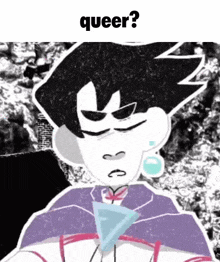 a black and white drawing of a person with the words queer written above it