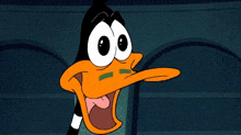 a close up of a cartoon character 's face