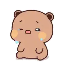 a cartoon teddy bear is crying with a tear coming out of his nose .