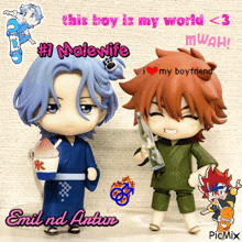 a picture of a boy and a girl with the caption this boy is my world < 3