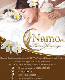 a woman is getting a massage from someone at the name of the massage place