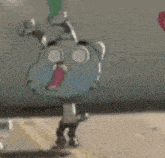 a cartoon character from the amazing world of gumball is standing on the ground