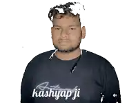 a picture of a man holding a bouquet of flowers with the name kashyap ji written below him