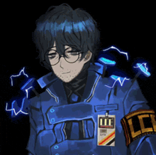 a man wearing glasses and a badge that says llf