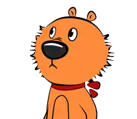 a cartoon of a bear with a surprised look on his face