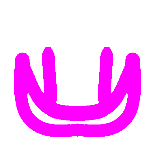 a pink swirl on a white background that looks like a horseshoe